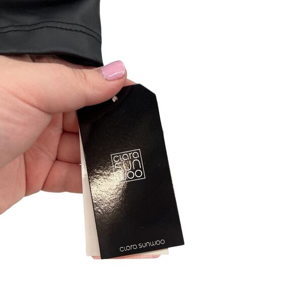 Clara Sunwoo Liquid Leather Sleeve Drape Cardigan Black Size Large *flawed - Picture 9 of 12